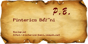 Pinterics Béni névjegykártya